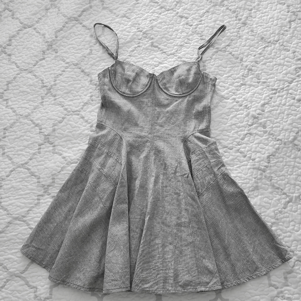 VENA CAVA gray linen badwater circle skirt dress